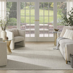 7' X 10' Ivory And Silver Indoor Outdoor Area Rug