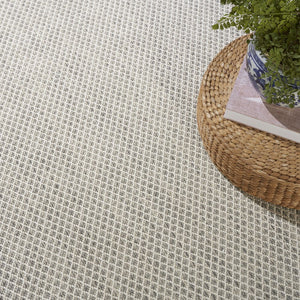 7' X 10' Ivory And Silver Indoor Outdoor Area Rug