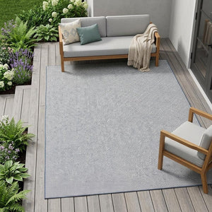 8' X 10' Blue And Ivory Indoor Outdoor Area Rug