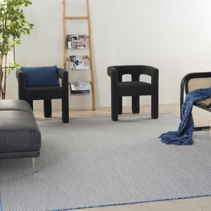 7' X 10' Blue And Ivory Indoor Outdoor Area Rug