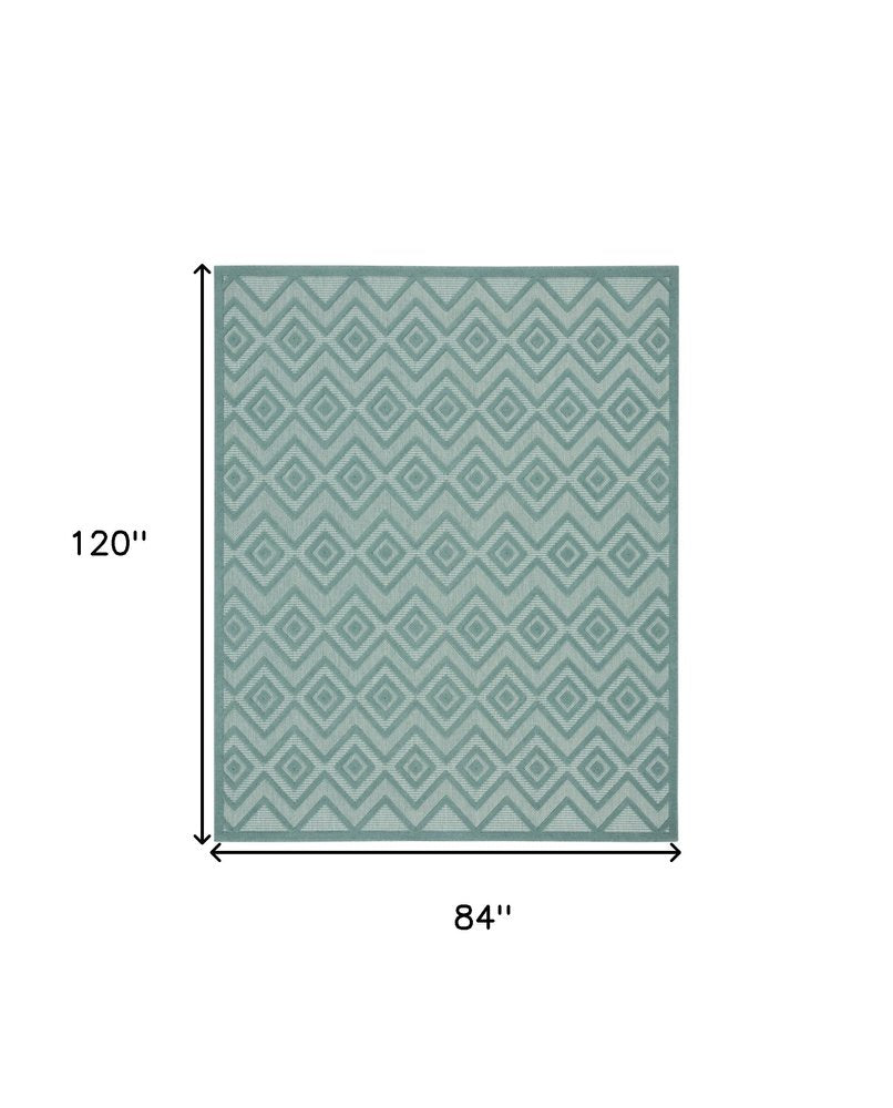 7' X 10' Aqua Indoor Outdoor Area Rug