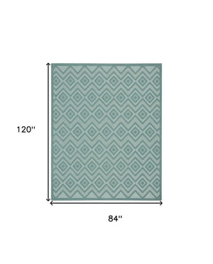 7' X 10' Aqua Indoor Outdoor Area Rug