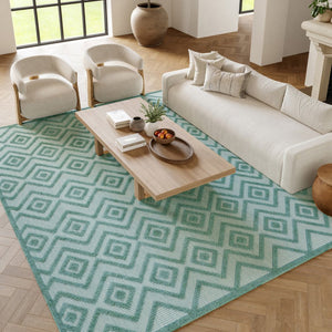 7' X 10' Aqua Indoor Outdoor Area Rug