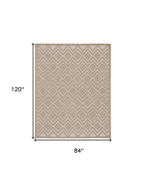 7' X 10' Beige Indoor Outdoor Area Rug