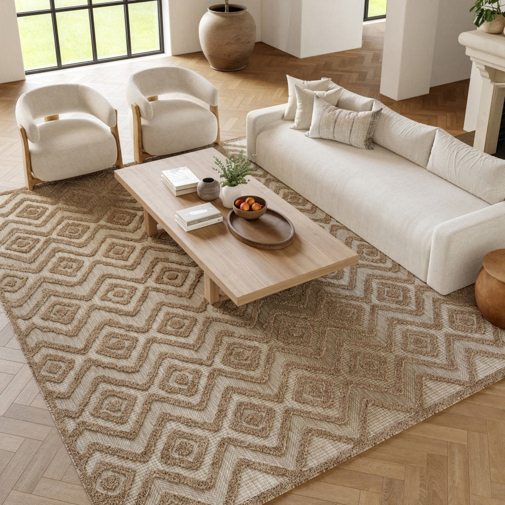 7' X 10' Beige Indoor Outdoor Area Rug