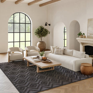 9' X 12' Charcoal And Gray Indoor Outdoor Area Rug