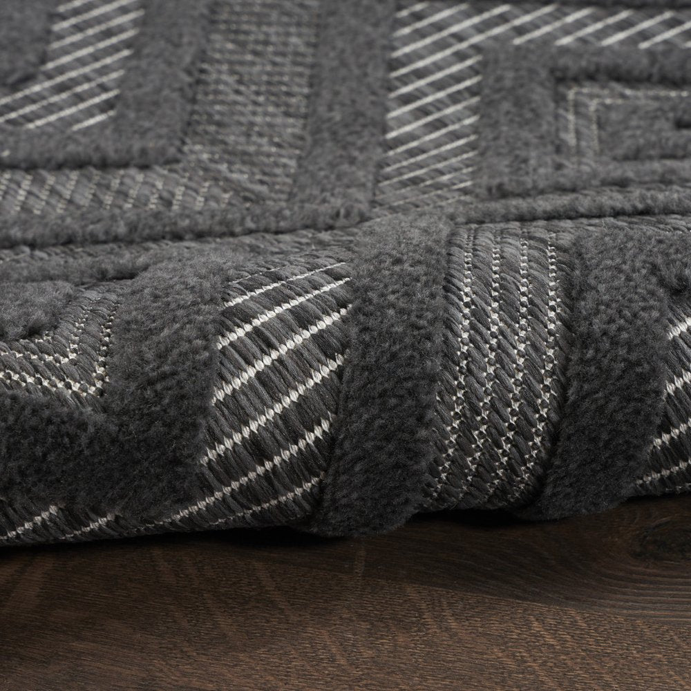 7' X 10' Black Indoor Outdoor Area Rug