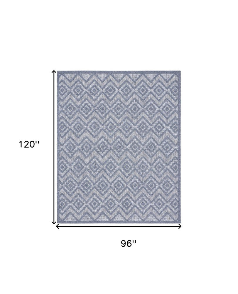 8' X 10' Blue Indoor Outdoor Area Rug
