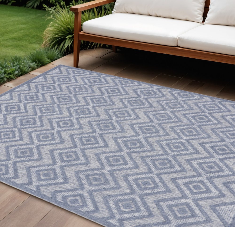 7' X 10' Blue Indoor Outdoor Area Rug