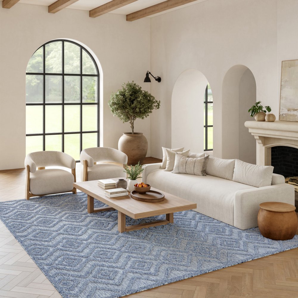 7' X 10' Blue Indoor Outdoor Area Rug