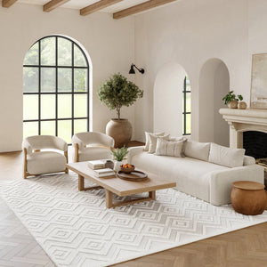 7' X 10' Ivory And White Indoor Outdoor Area Rug