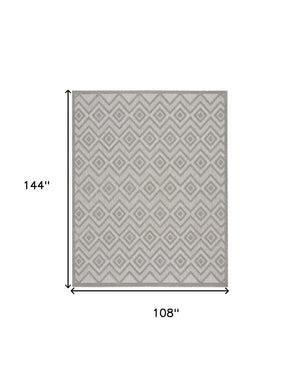 9' X 12' Gray And Silver Indoor Outdoor Area Rug