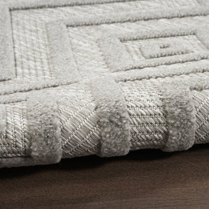 9' X 12' Gray And Silver Indoor Outdoor Area Rug
