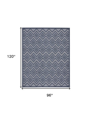 8' X 10' Navy Blue Indoor Outdoor Area Rug