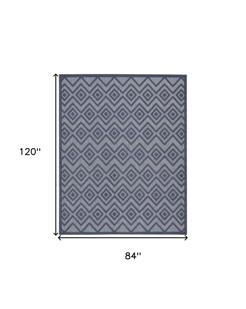 7' X 10' Navy Blue Indoor Outdoor Area Rug