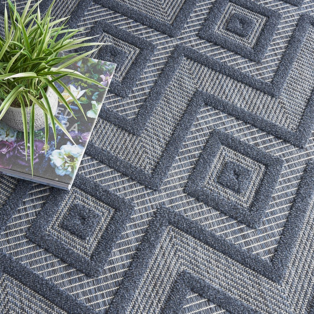 9' X 12' Navy Blue Indoor Outdoor Area Rug