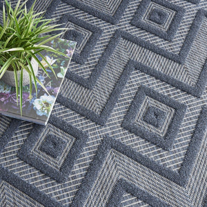 9' X 12' Navy Blue Indoor Outdoor Area Rug