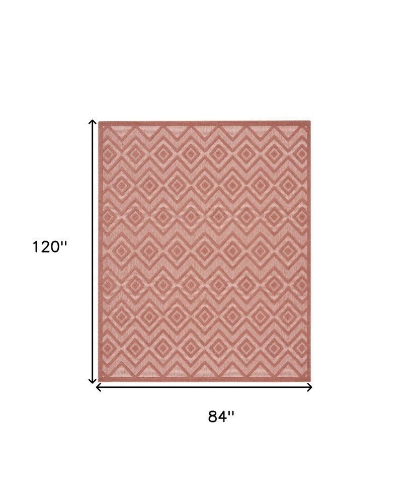 7' X 10' Orange Indoor Outdoor Area Rug