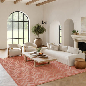 7' X 10' Orange Indoor Outdoor Area Rug