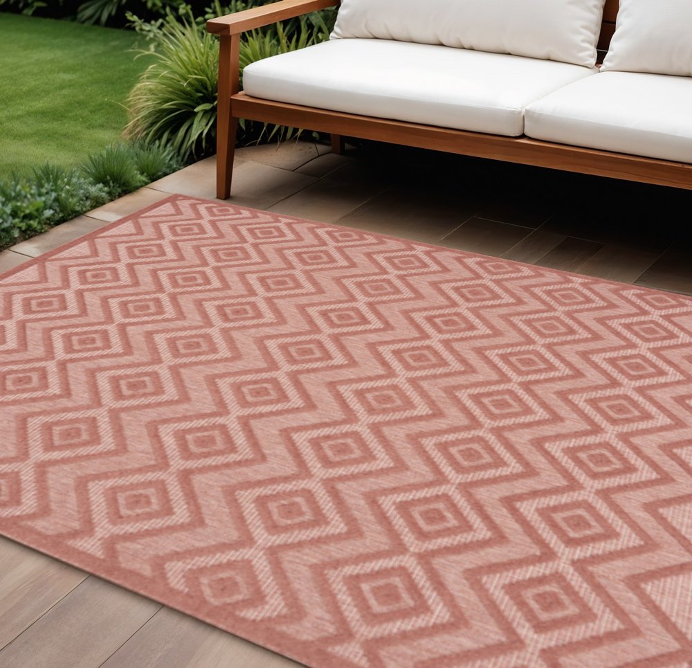 8' X 10' Orange Indoor Outdoor Area Rug