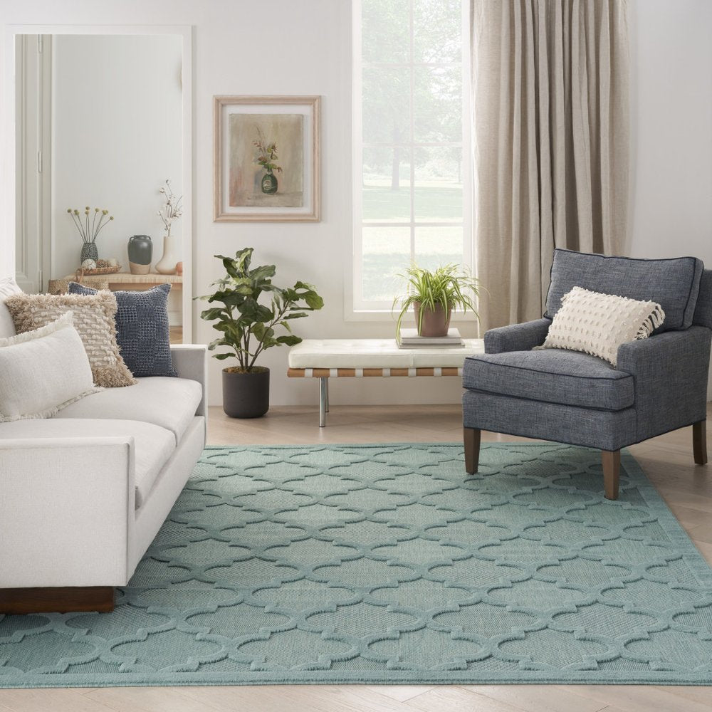 8' X 10' Aqua Indoor Outdoor Area Rug