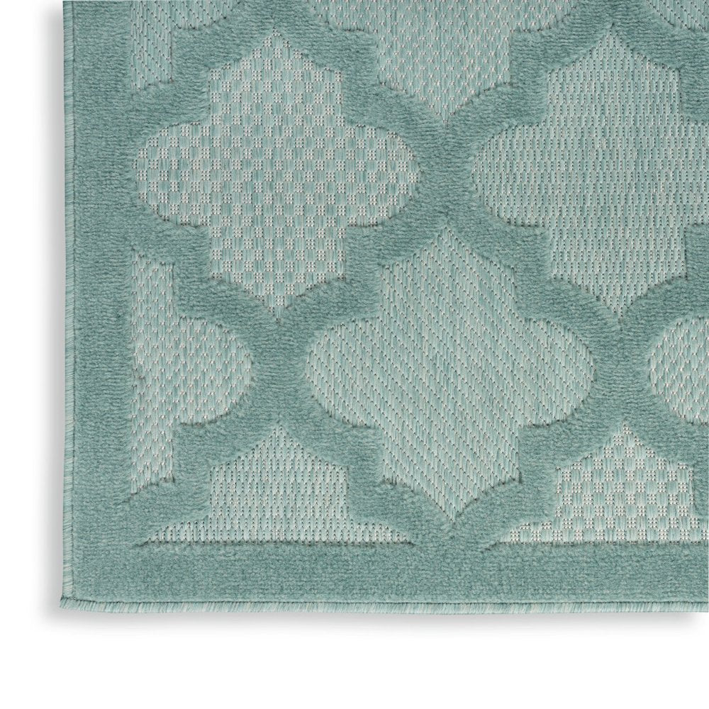 6' X 9' Aqua Geometric Flatweave Area Rug
