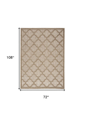 6' X 9' Beige Geometric Flatweave Area Rug
