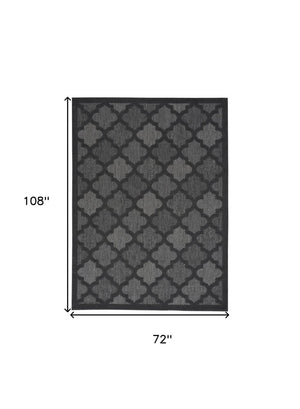 6' X 9' Charcoal and Gray Indoor Outdoor Area Rug