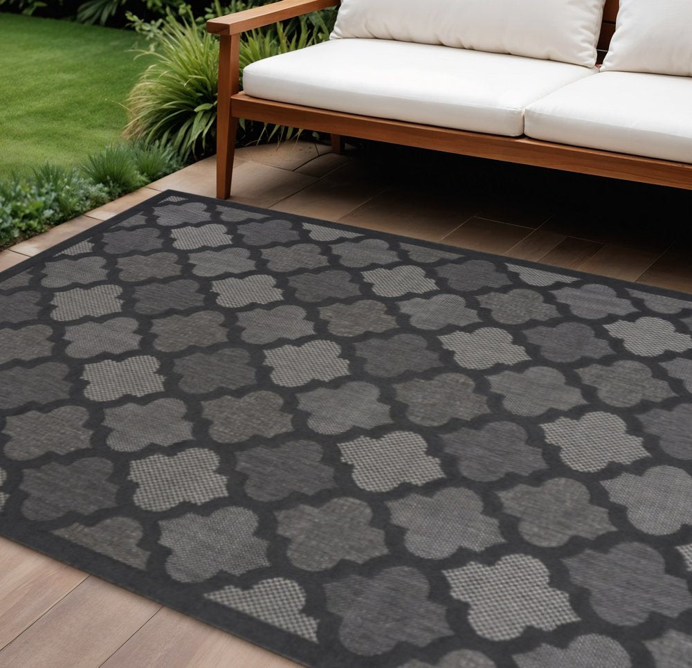 8' X 10' Black Indoor Outdoor Area Rug