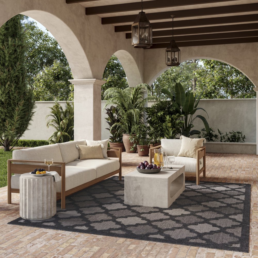 8' X 10' Black Indoor Outdoor Area Rug
