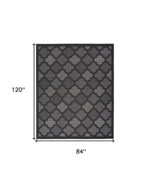 7' X 10' Black Indoor Outdoor Area Rug