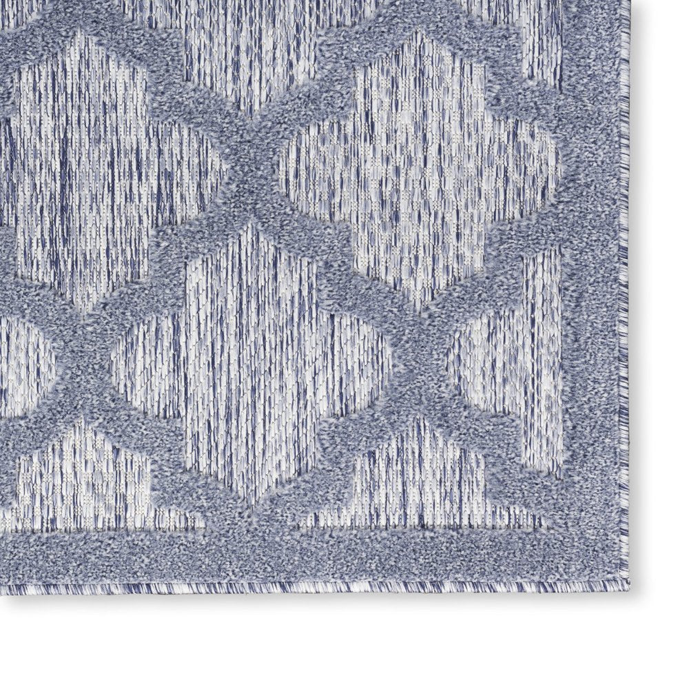 6' X 9' Blue Geometric Flatweave Area Rug