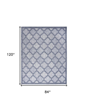 7' X 10' Blue Indoor Outdoor Area Rug