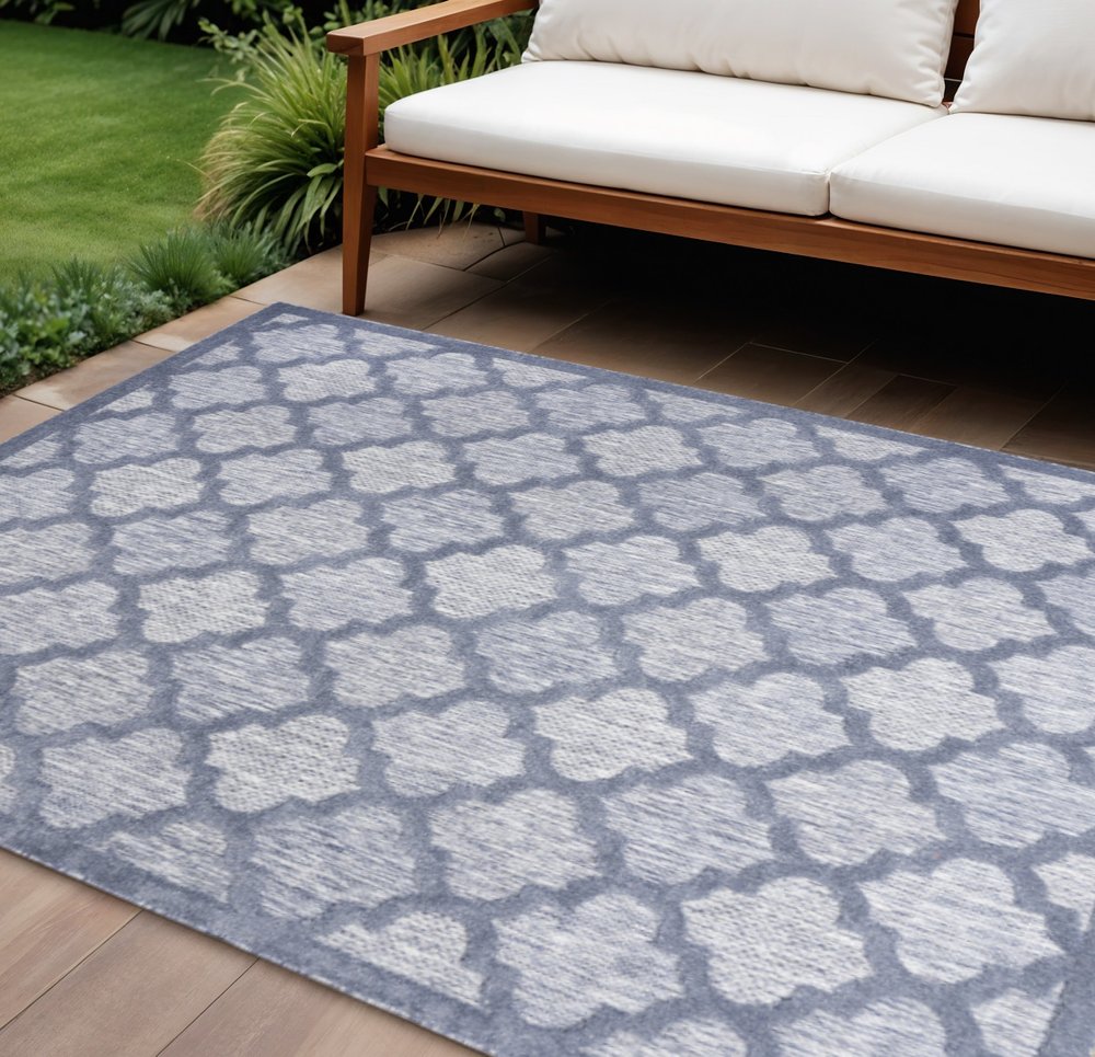 7' X 10' Blue Indoor Outdoor Area Rug