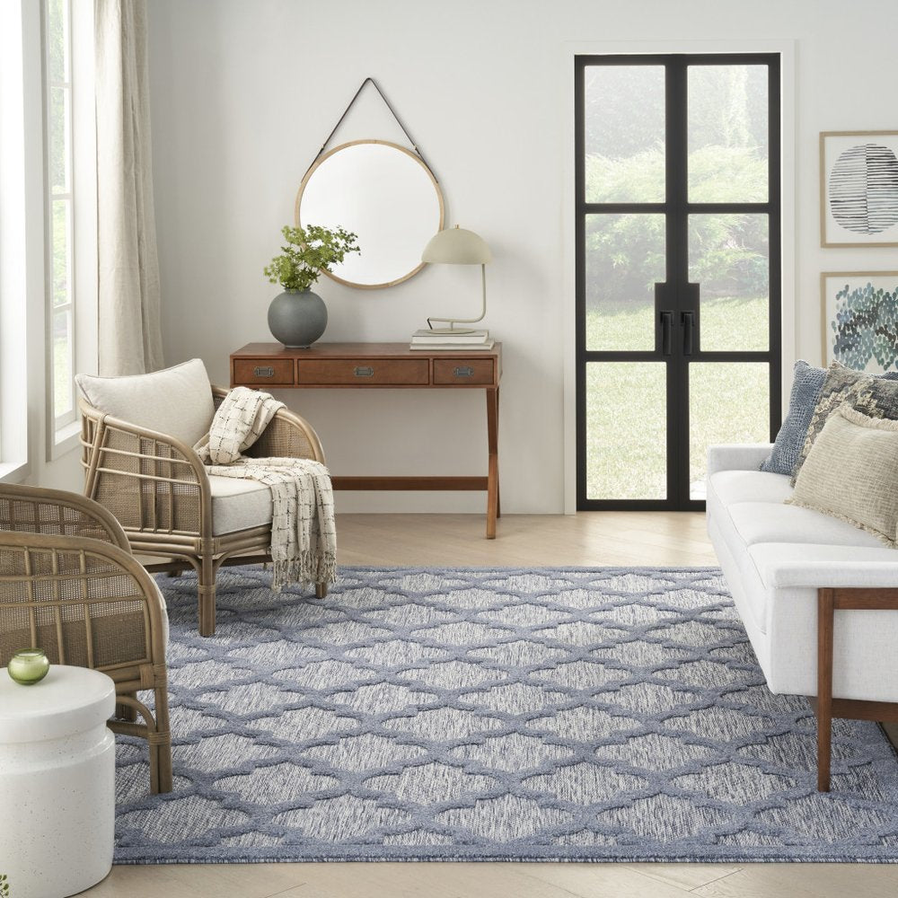 7' X 10' Blue Indoor Outdoor Area Rug