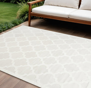 8' X 10' Cream Indoor Outdoor Area Rug