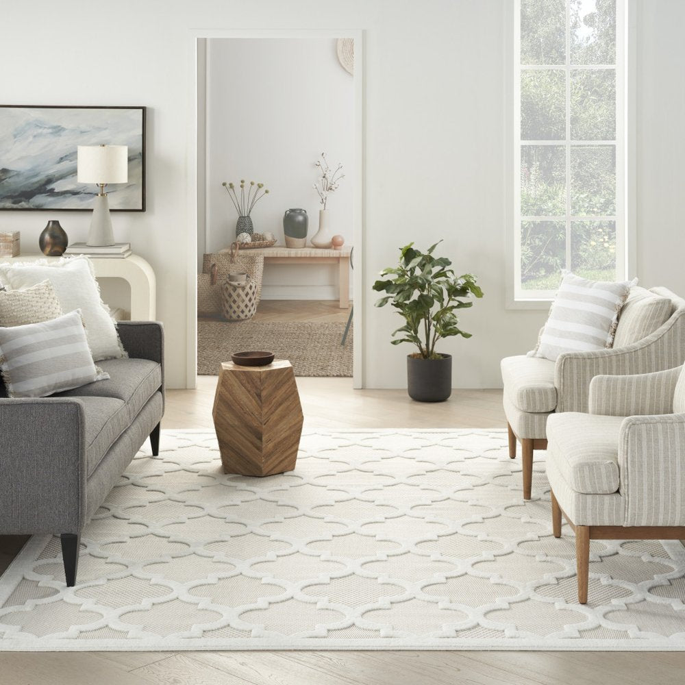 8' X 10' Cream Indoor Outdoor Area Rug