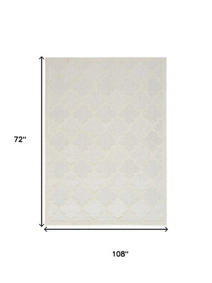 6' X 9' Cream Geometric Flatweave Area Rug