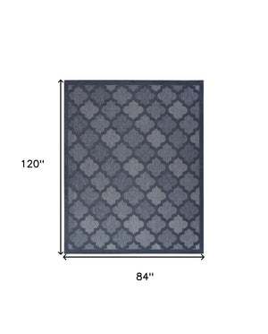 7' X 10' Navy Blue Indoor Outdoor Area Rug