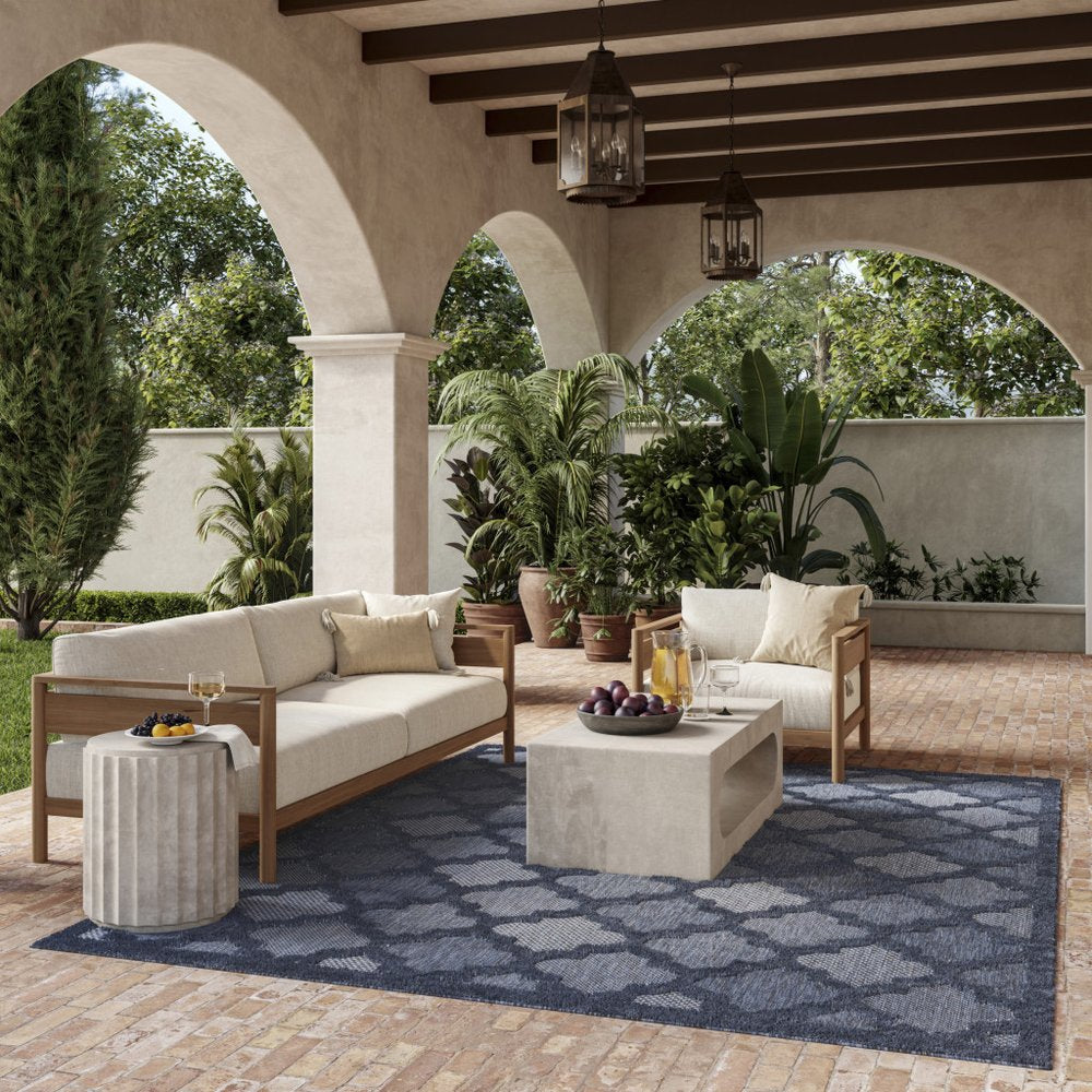 7' X 10' Navy Blue Indoor Outdoor Area Rug
