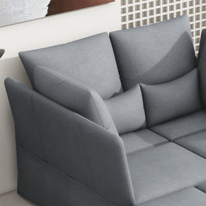 4 Seat Chenile Sectional Sofa Set With 2 Pilows, Freely Combinable by Couch.com