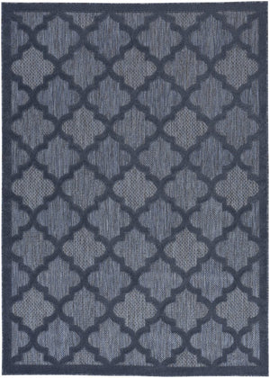 6' X 9' Navy Blue Geometric Flatweave Area Rug