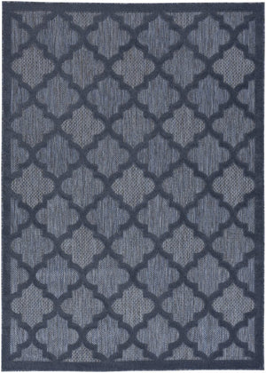 6' X 9' Navy Blue Geometric Flatweave Area Rug