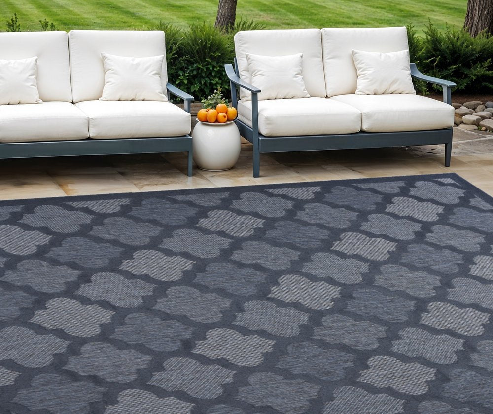 8' X 10' Navy Blue Indoor Outdoor Area Rug