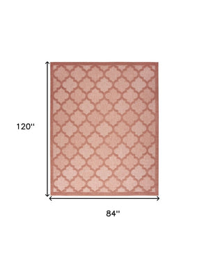 7' X 10' Orange Indoor Outdoor Area Rug