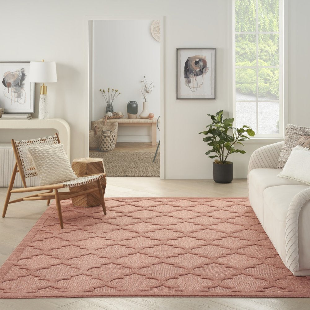 7' X 10' Orange Indoor Outdoor Area Rug