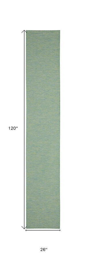 10' Blue and Green Power Loom Indoor Outdoor Runner Rug