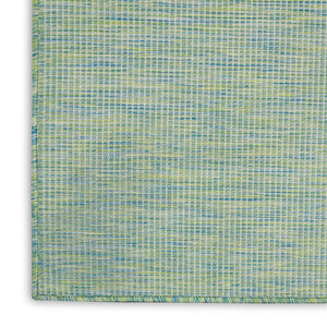 10' Blue and Green Power Loom Indoor Outdoor Runner Rug