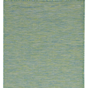 10' Blue and Green Power Loom Indoor Outdoor Runner Rug