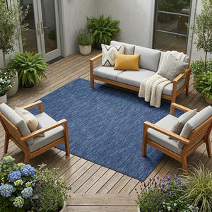 8' X 11' Navy Blue Indoor Outdoor Area Rug